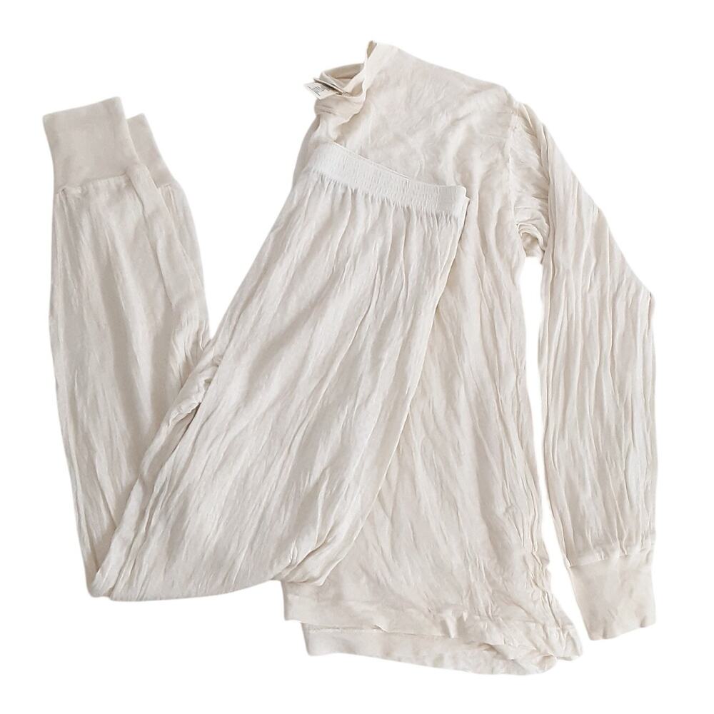 VTG LLBean 100% Silk Long Sleeve Shirt Pants Set Underlayer Long John Thermal
